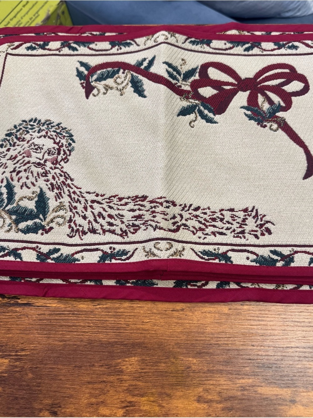 Holiday Decorative Tapestry Table Runner with Matching 4 Placemats